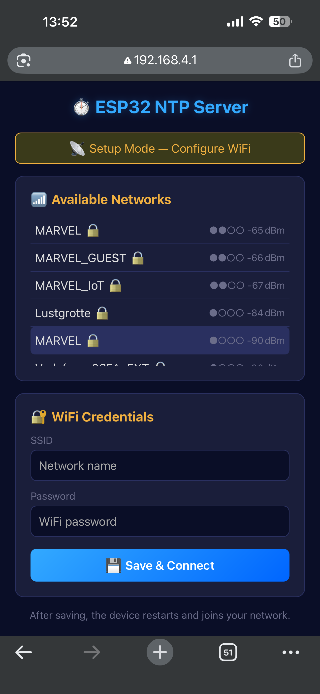 WiFi setup captive portal